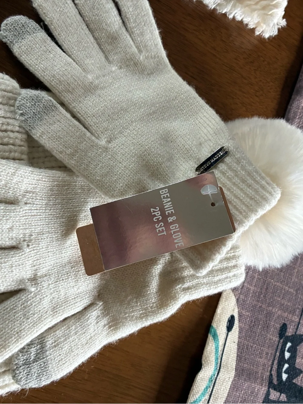 Cozy Cream Beanie & Glove 2-Piece Set. Separate branded scarf/ Shaw